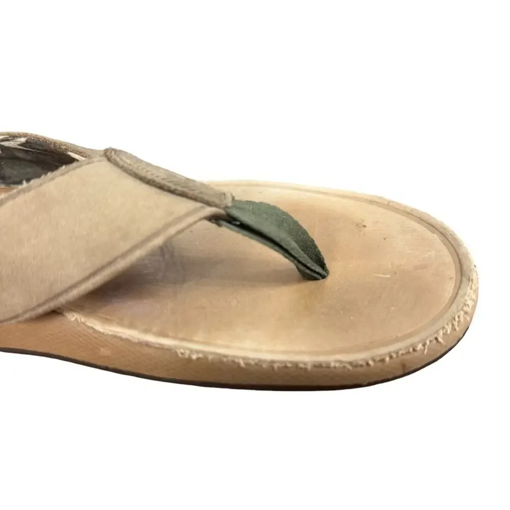 OluKai Tuahine Mens Leather Thongs Flip Flop Beach Vacation Sandals Shoes sz 9
